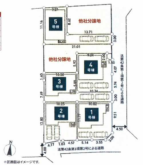 綾瀬市深谷上第1　新築戸建全5棟の区画図