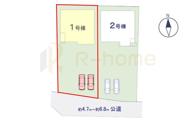 つくば市高野3期　新築戸建て　1号棟の区画図|大きなお買い物だからこそ、メリット・デメリットを伝えさせて頂きます。
R-homeにお任せください♪