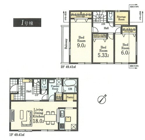 福生市福生　新築戸建全2棟の間取り