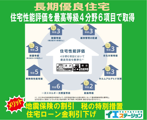 各務原市川島渡町　2号棟の構造・工法・仕様|長期優良認定住宅！住宅性能評価を４分野６項目取得