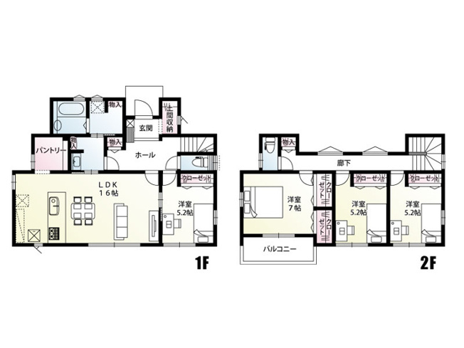 【間取り】 | 新築　高崎市剣崎町 全3区画　1号棟 | 建物面積109.30坪　全居室南向きの明るいお部屋！