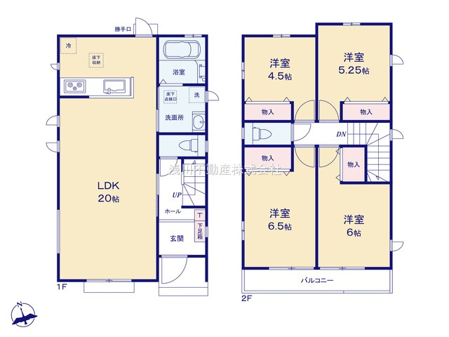 八王子市　弐分方町　新築一戸建て　１０期の間取り|～南向き4LDK　開放感のあるワンフロアリビング～