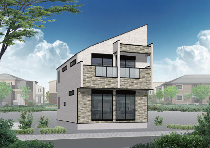 中野区上鷺宮5丁目　省エネ×駐車2台可　ロフト付き大型住宅　限定1棟の外観パース