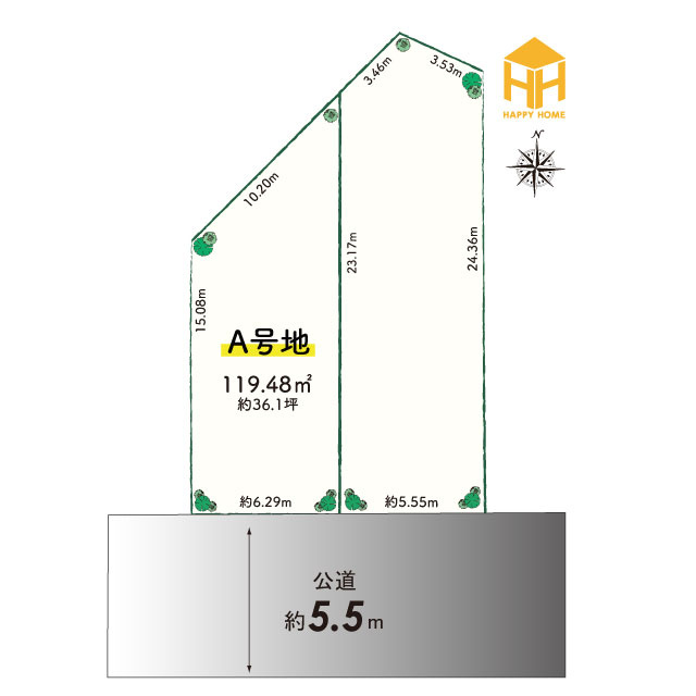 伊丹市南野北3丁目建築条件無し土地　【全2区画】の区画図|※図面と現況が異なる場合は、現況を優先します。