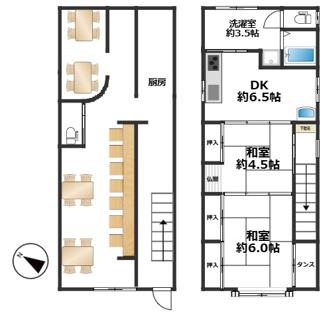 【間取り】 | 須磨区平田町1丁目　店舗付き住宅 | 店舗と住戸の玄関が別々なのでそれぞれに収益としても貸し出せます♪