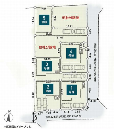 【区画図】 | 【仲介手数料０円】綾瀬市第1深谷上　新築一戸建て　全5棟 | 綾瀬市第1深谷上　新築一戸建て　全5棟