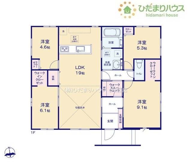 【間取り】 | 龍ケ崎市野原町4期　新築戸建　4号棟 | ゆったり広々9.1帖の主寝室!(^^)!