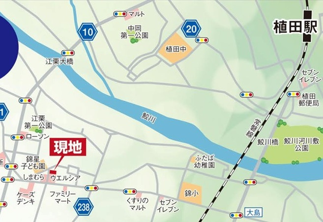 新築戸建・新築建売　いわき市錦町花ノ井３期　錦小・錦中の地図|現地案内図