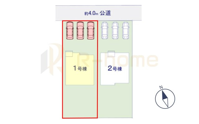土浦市桜町2期　新築戸建て　1号棟の区画図|大きなお買い物だからこそ、メリット・デメリットを伝えさせて頂きます。
R-homeにお任せください♪
