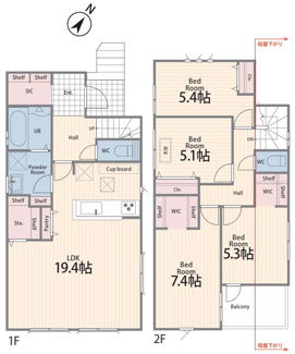 【間取り】 | 【仲介手数料無料！！】日野市大坂上1丁目　新築戸建て（全2棟）No1号棟　6490万円