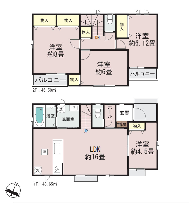 新築／ふじみ野市亀久保３丁目　全５棟　今回販売４棟の区画図|駐車スペースあり！