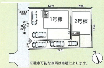 平塚市大神第18　新築戸建　全2棟2号棟の区画図