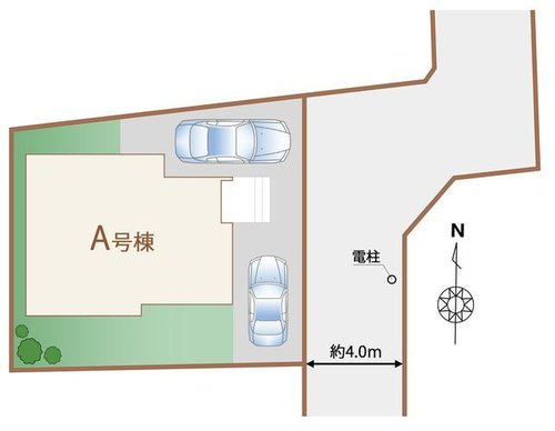 【Heartfull Town】小平市小川東町2602番の区画図|カースペース２台！(車種によります。)