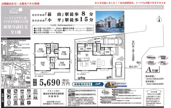 【Heartfull Town】小平市小川東町2602番のその他|□売主作成による販売用の図面(マイソク)です。この図面には売主の工夫(お客様へ本物件のメリットをうまく伝えられる様)が良く表れています。□