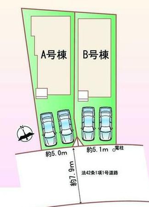 【本日ご案内可能】刈谷市荒井町2丁目　全2棟の区画図|全体区画数｜全2棟
◆駐車2台可能！(但し、車種による)
◆前面道路幅員7.9ｍで車通り少ないため駐車も楽々です。
◎まずは、お気軽にお問い合わせください。現地を案内しながら周辺環境も見て頂けます。　