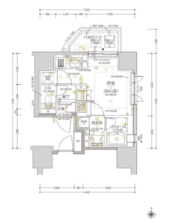 オープンレジデンシア栄THE COURTの間取り