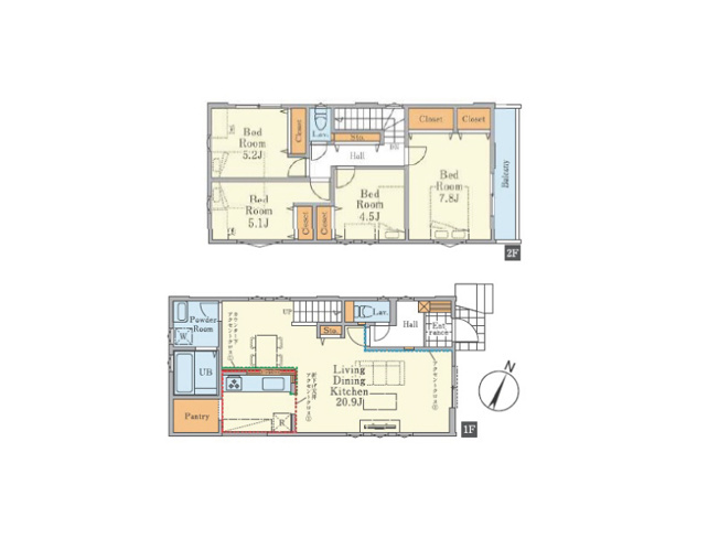 【間取り】 | 練馬区富士見台3丁目　新築一戸建住宅　全3棟　（成増店） | 防犯面に安心なシャッター付き
※図面を基に作成しています。現況と異なる場合は現況を優先いたします。