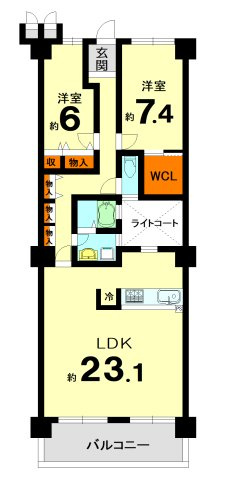 【間取り】 | サンシティ桂坂壱番館 | 専有面積84.16㎡　2LDK