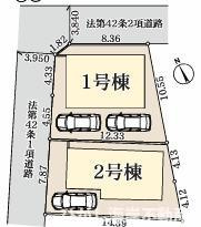 藤沢市辻堂東海岸2丁目　 新築戸建 　全2棟の区画図|対象地は2号棟です