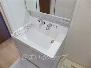 広島市安佐北区口田南２丁目のアパートの洗面所|三面鏡付シャンプードレッサー