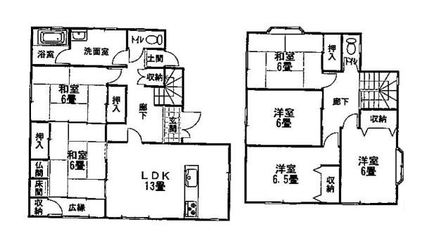 和歌山市冬野　中古戸建の間取り