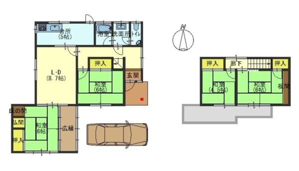 岩出市南大池　中古戸建の間取り
