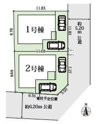 大磯町東小磯2期　新築戸建　全2棟1号棟の区画図