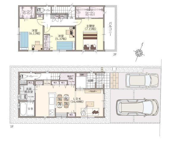 【間取り】 | 清水区八坂西町　戸建　2号棟 | 使い勝手の良い3LDK♪お子様の成長に合わせて使うお部屋を選べます♪