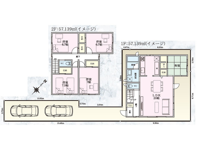 【参考プラン】 | 新座市新堀2丁目　建築条件無売地　全17区画　(保谷店) | 参考プラン間取図
建物面積：114.27ｍ2
参考建築費：約1700万円～※参考価格の為、実際の建築費とは異なります。