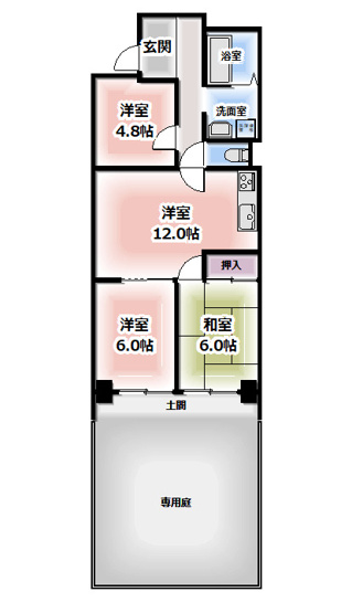【間取り】 | 新深江サンハイツ　★専用庭付・南向き