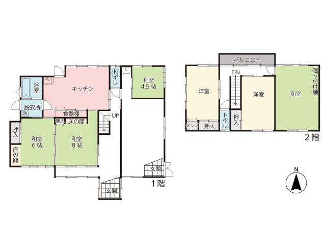 【間取り】 | 上山市鶴脛町　中古戸建 | 510万円、7DK、土地面積184.24m2、建物面積174.89m2