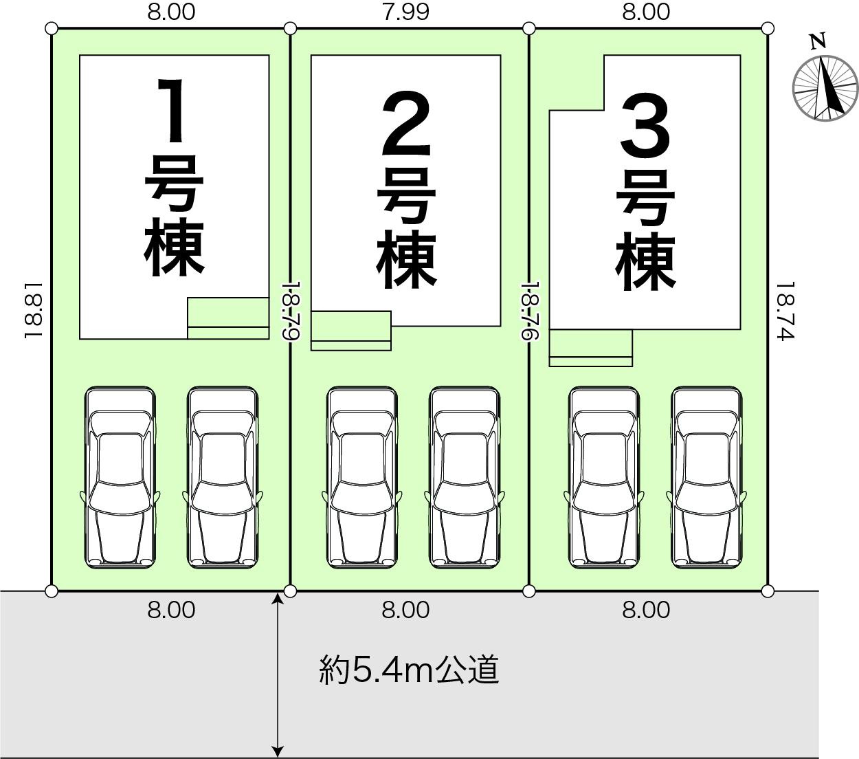 瀬戸東町３丁目　新築戸建　2号棟（全3棟）の区画図|2号棟