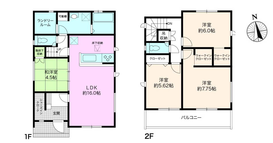 瀬戸東町３丁目　新築戸建　3号棟（全3棟）の間取り|4LDK+2WIC　建物面積　107.64㎡　（約32.56坪）