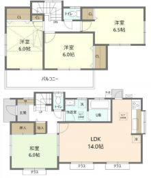 北足立郡伊奈町栄3丁目　中古一戸建ての間取り|北足立郡伊奈町栄3丁目　中古一戸建て、4LDK、土地面積147.75m2、建物面積93.57m2
