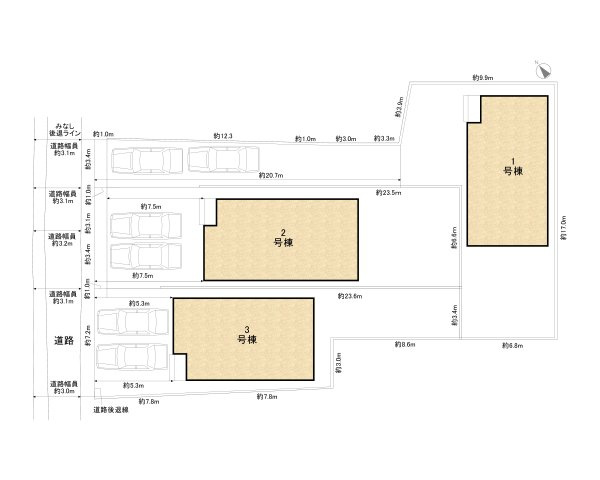 碧南市湖西町第2　新築一戸建の区画図|駐車場並列２台可能