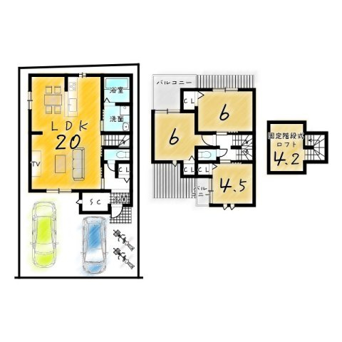 樫原平田町　新築参考プランA　建築条件付土地の土地図＋建物プラン例|【土地2600万円　建物1999万円】