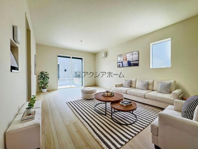 飯能市双柳・全8棟　新築一戸建　2号棟　～角地・駐車2台～の内装|LDK17帖（家具はCG画像での表示になります）