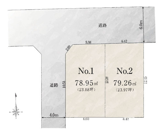 練馬区中村1丁目　利便と快適　角地含む全2邸の区画図|角地含む全2棟♪練馬駅徒歩12分の大型邸宅の誕生です♪