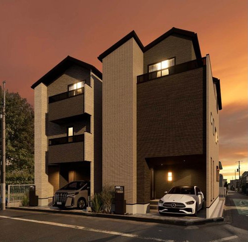 練馬区中村1丁目　利便と快適　角地含む全2邸の外観パース