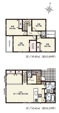 さいたま市西区三橋　23期　新築一戸建て　グレース　03の間取り|さいたま市西区三橋　23期　新築一戸建て　グレース　03、4LDK、土地面積147.41m2、建物面積104.54m2