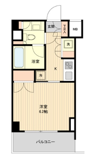 萩中イーストの間取り|間取り　1Kバストイレ別独立洗面台！