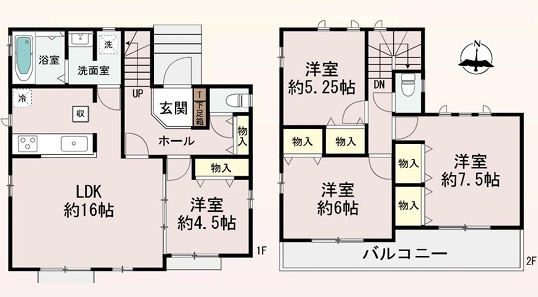 子育てグリーン住宅対象物件　高丘1丁目17-17　全2棟　B号棟の間取り