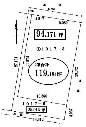 川越市松郷　建築条件なし売地　東武東上線『川越駅』バス15分　【第一小学区】の土地図