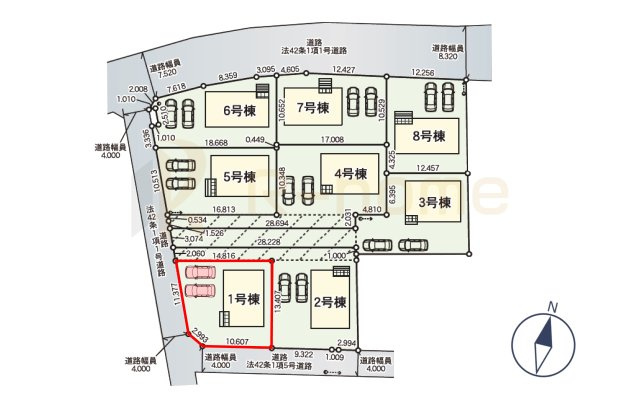 水戸市渡里町第5　新築戸建て　1号棟の区画図|大きなお買い物だからこそ、メリット・デメリットを伝えさせて頂きます。
R-homeにお任せください♪