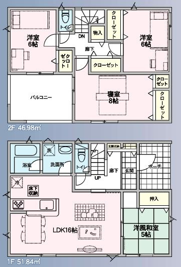 鴻巣市箕田第９　の間取り|１号棟間取り図