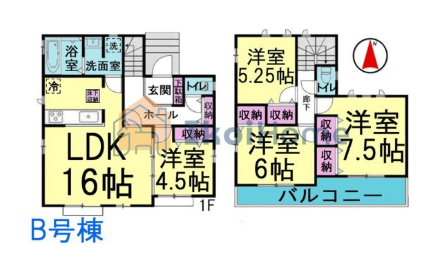明石市大久保町高丘1丁目　新築戸建全2棟　B号棟の間取り|【ホームページに現地動画掲載中】●年中無休：当日予約可●陽当たり良好！長期優良住宅！綺麗な街並み♪