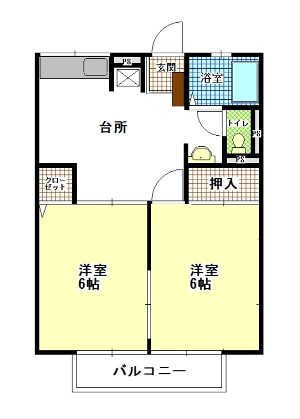 ひたちなか市高場４丁目のアパートの間取り|間取り図です。