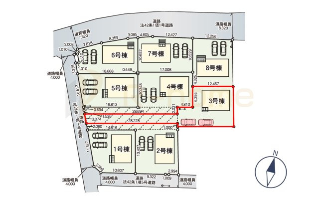 水戸市渡里町第5　新築戸建て　3号棟の区画図|大きなお買い物だからこそ、メリット・デメリットを伝えさせて頂きます。
R-homeにお任せください♪