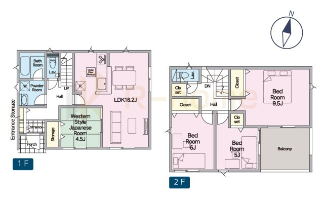 水戸市渡里町第5　新築戸建て　3号棟の間取り|4LDK＋全居室収納、土地面積272.59m2、建物面積97.59m2