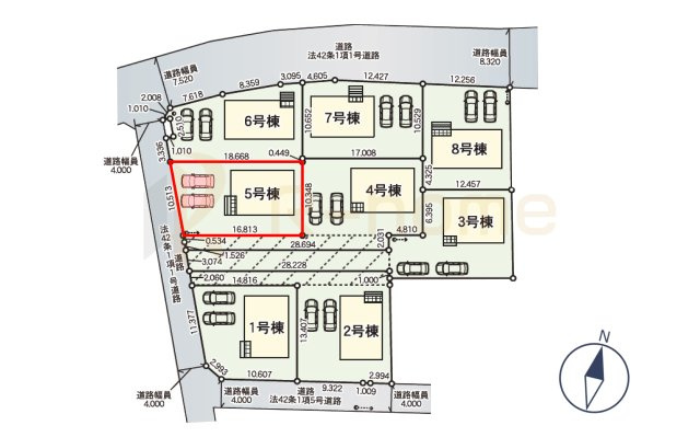 水戸市渡里町第5　新築戸建て　5号棟の区画図|大きなお買い物だからこそ、メリット・デメリットを伝えさせて頂きます。
R-homeにお任せください♪